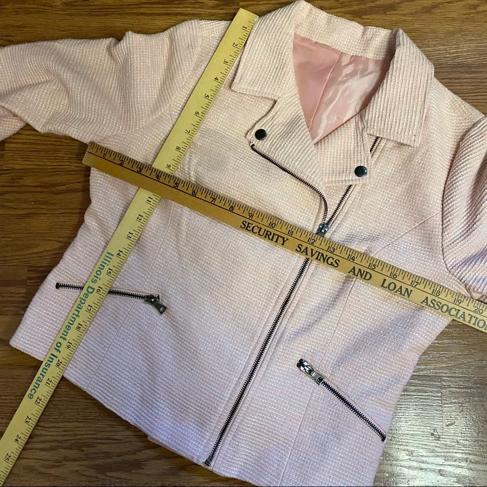 Vintage Y2K Tweed Pink Moto Jacket Size Large